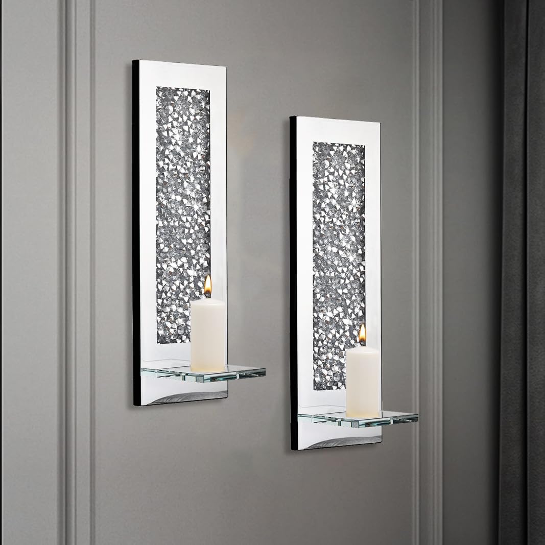 Pibeyer Crystal-Crushed Diamond Wall Candle Holders