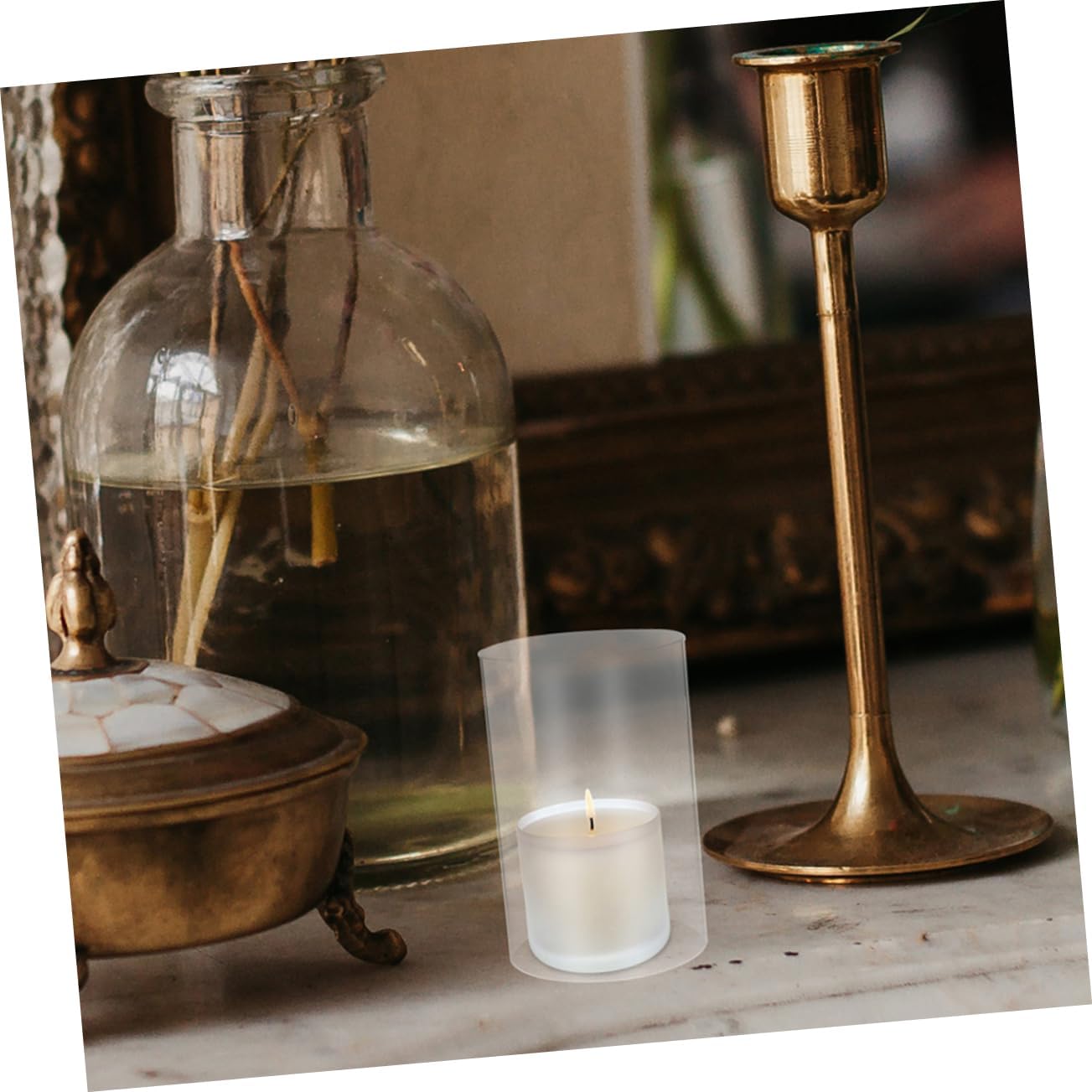 PrettyZoom Clear Glass Candle Holder Sleeve Elegant Design