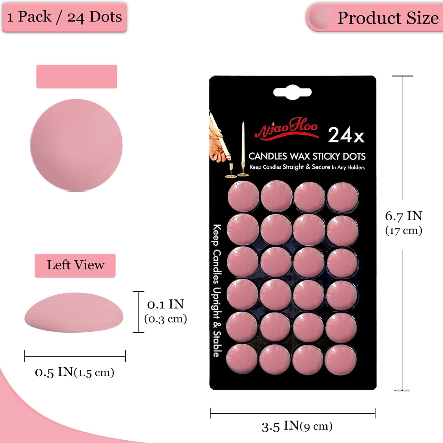 Stable Candle Adhesive Dots for Tapers