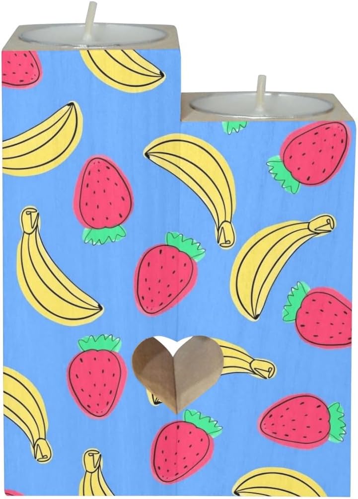 Summer Fruits - Themed Candle Holders Wooden Heart Design for Home Wedding Occasions