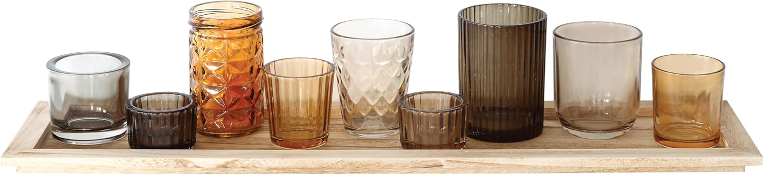 Elegant Brown Glass Votive Set