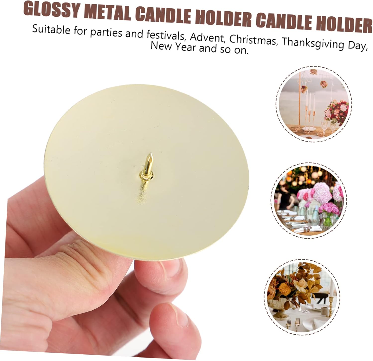 10Pcs Metal Candle Smooth Surface Holder Set