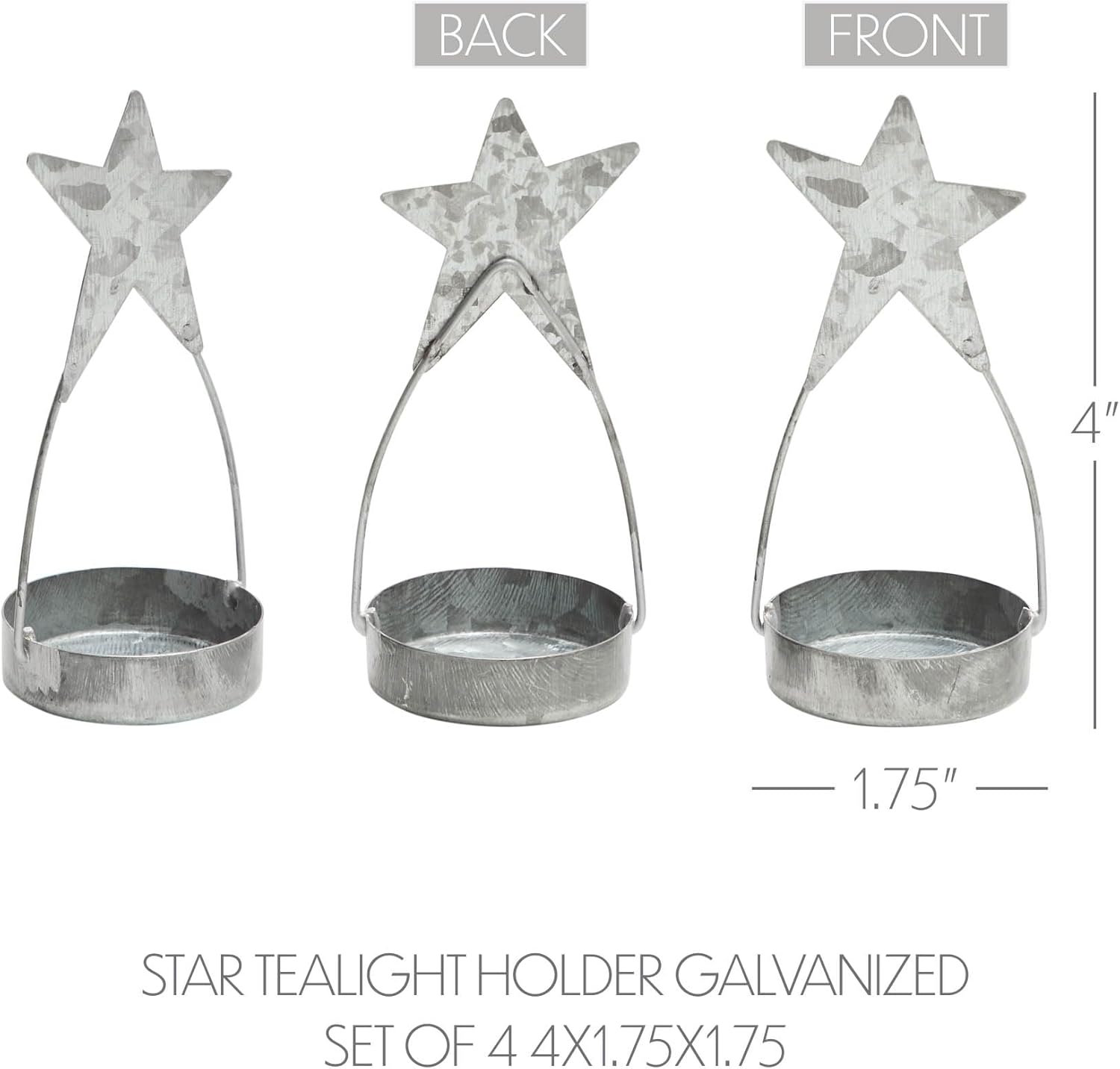 Star Tealight Holder Set Galvanized