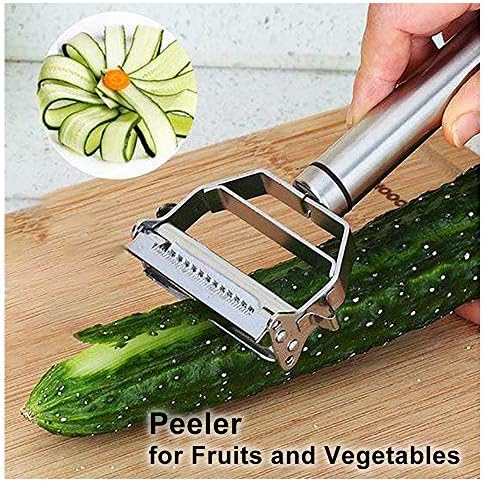Stainless Steel Julienne Peeler with Brush for Vegetables and Fruits