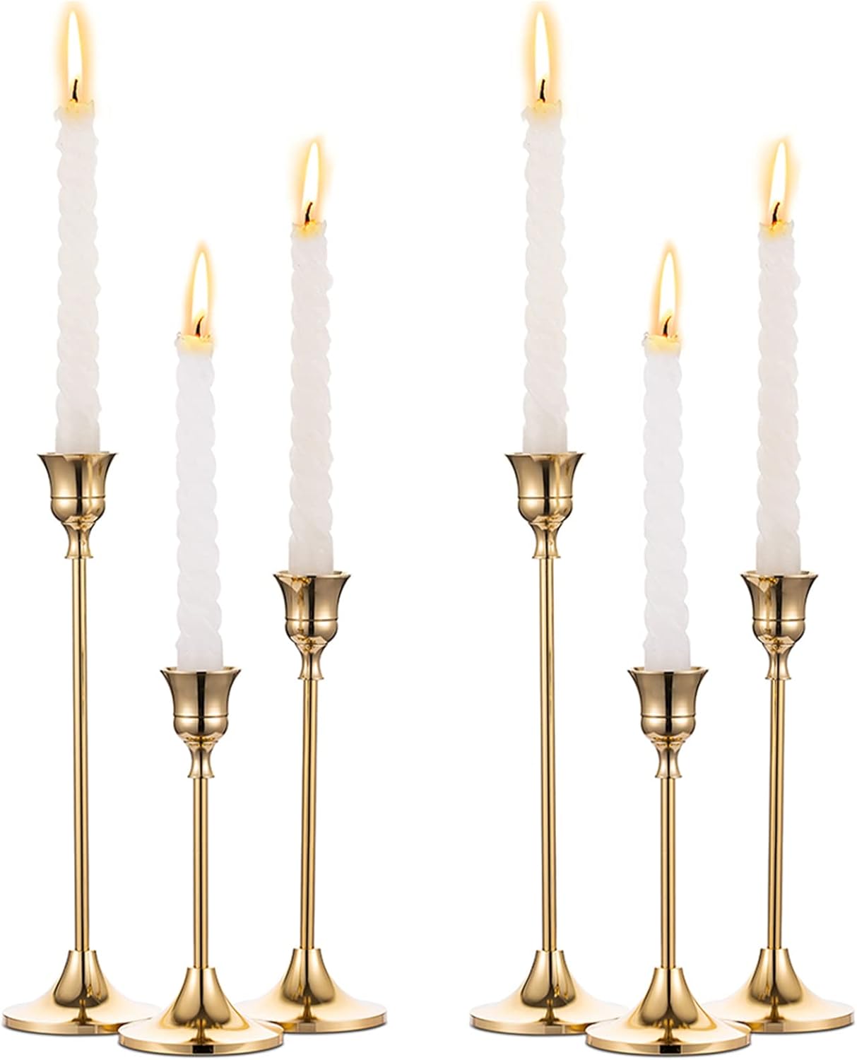 Brass Gold Candleholders Set - Taper Candle Stands