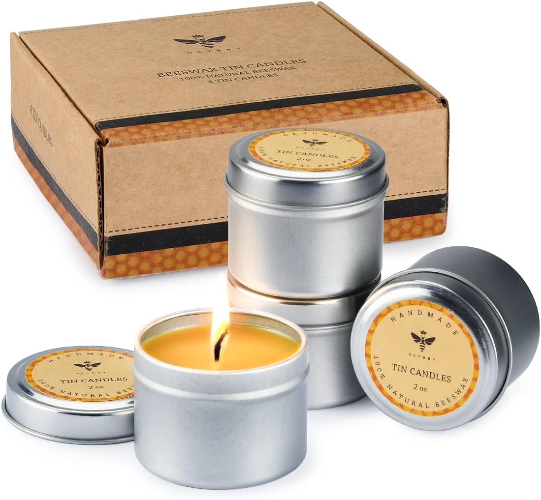 4pk Pure Beeswax Emergency Travel Candles - Honey Scent Natural Safe