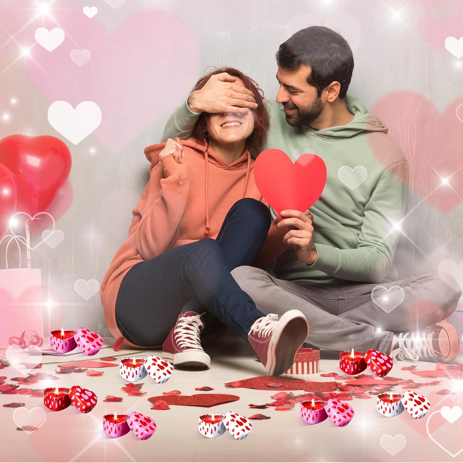 Valentines Heart Candle Tins - 24 Piece Set for DIY Gifting