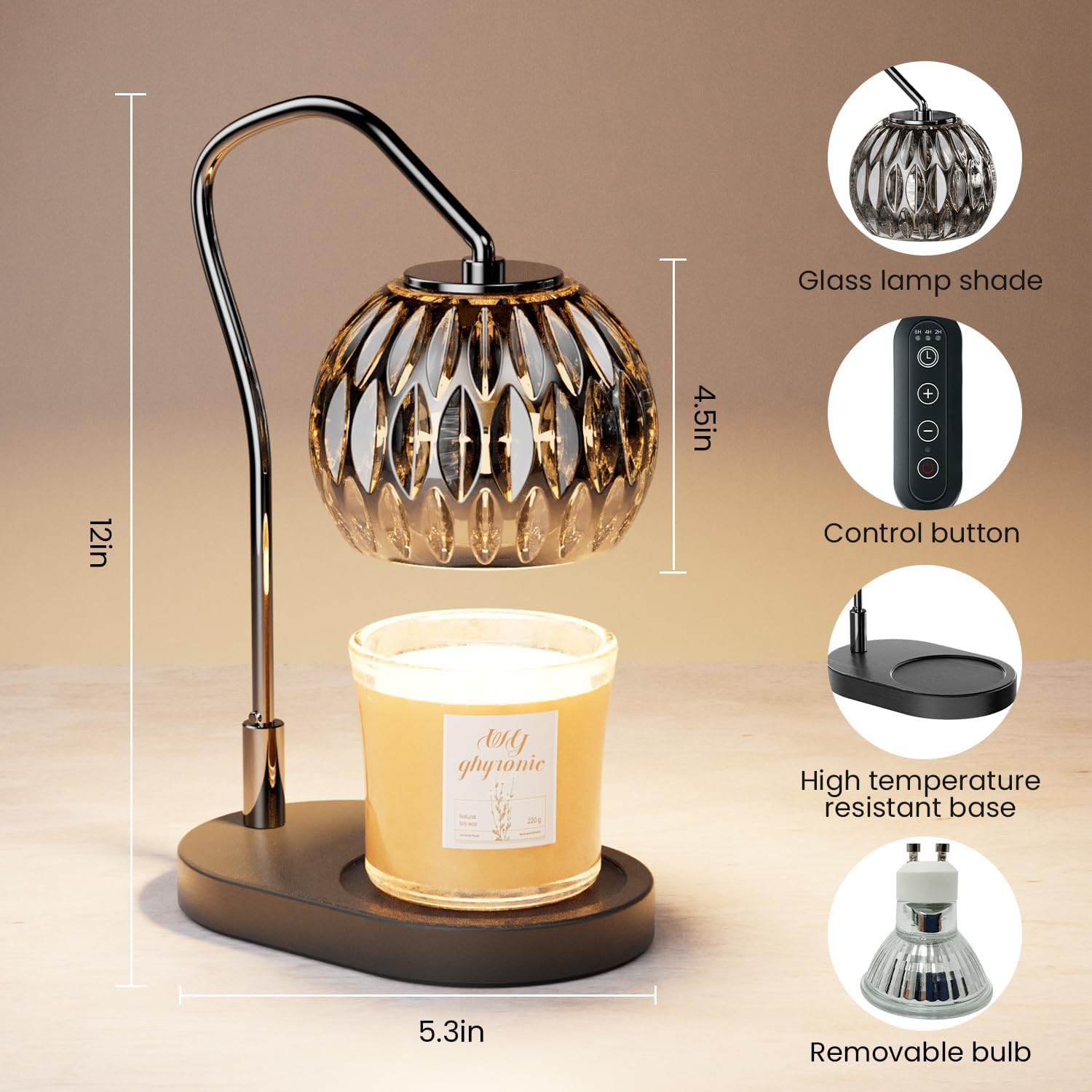 Candle Warmer Lamp Timer Dimmer Black Decor