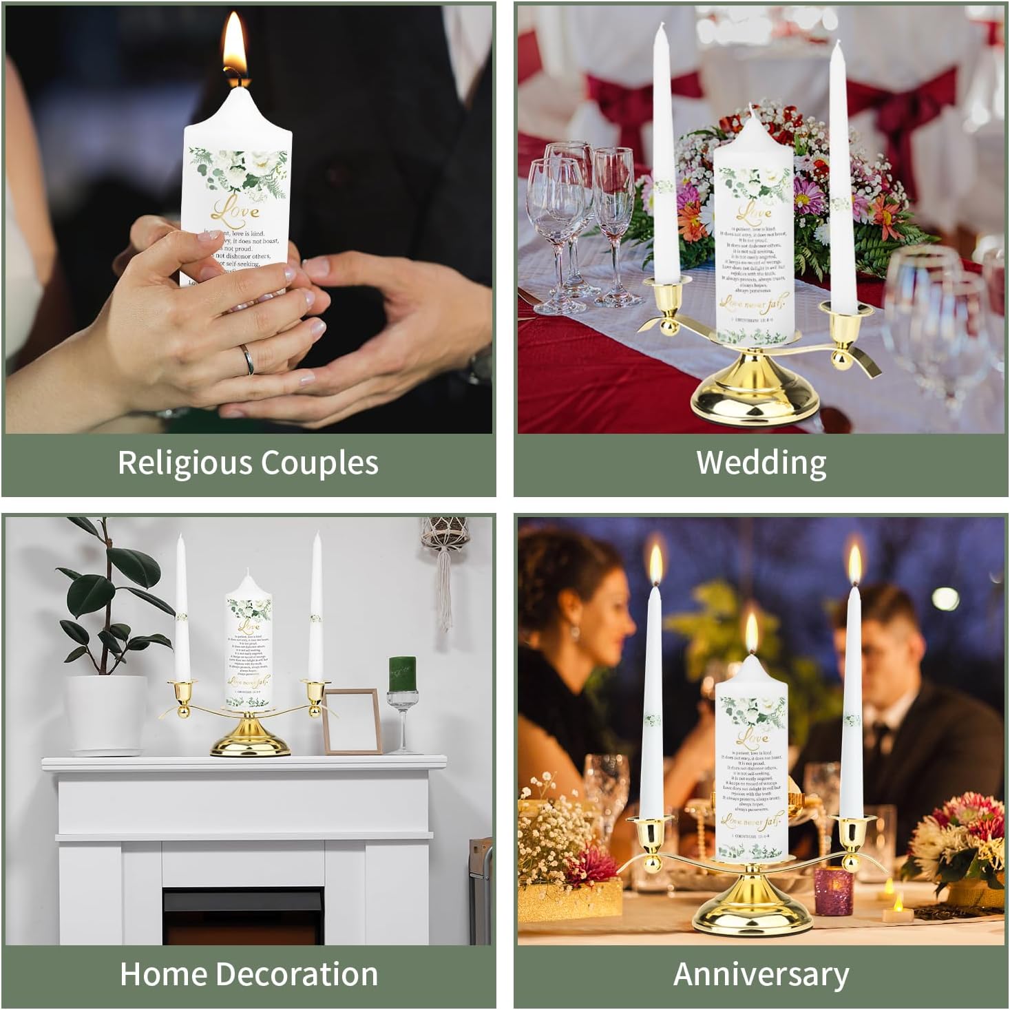 3 Unity Wedding Candles Set