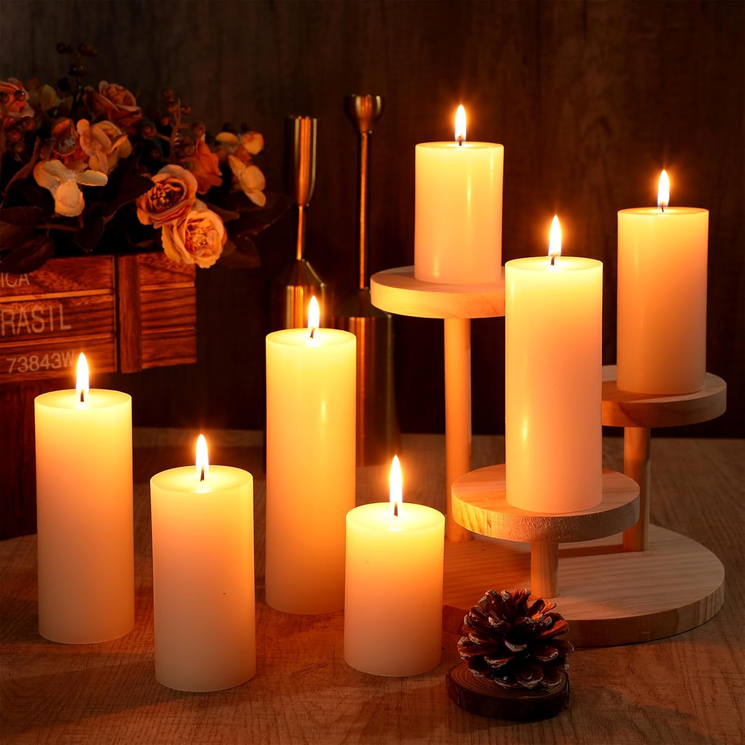 MTLEE 36 Pcs Dripless Unscented Pillar Candles Set