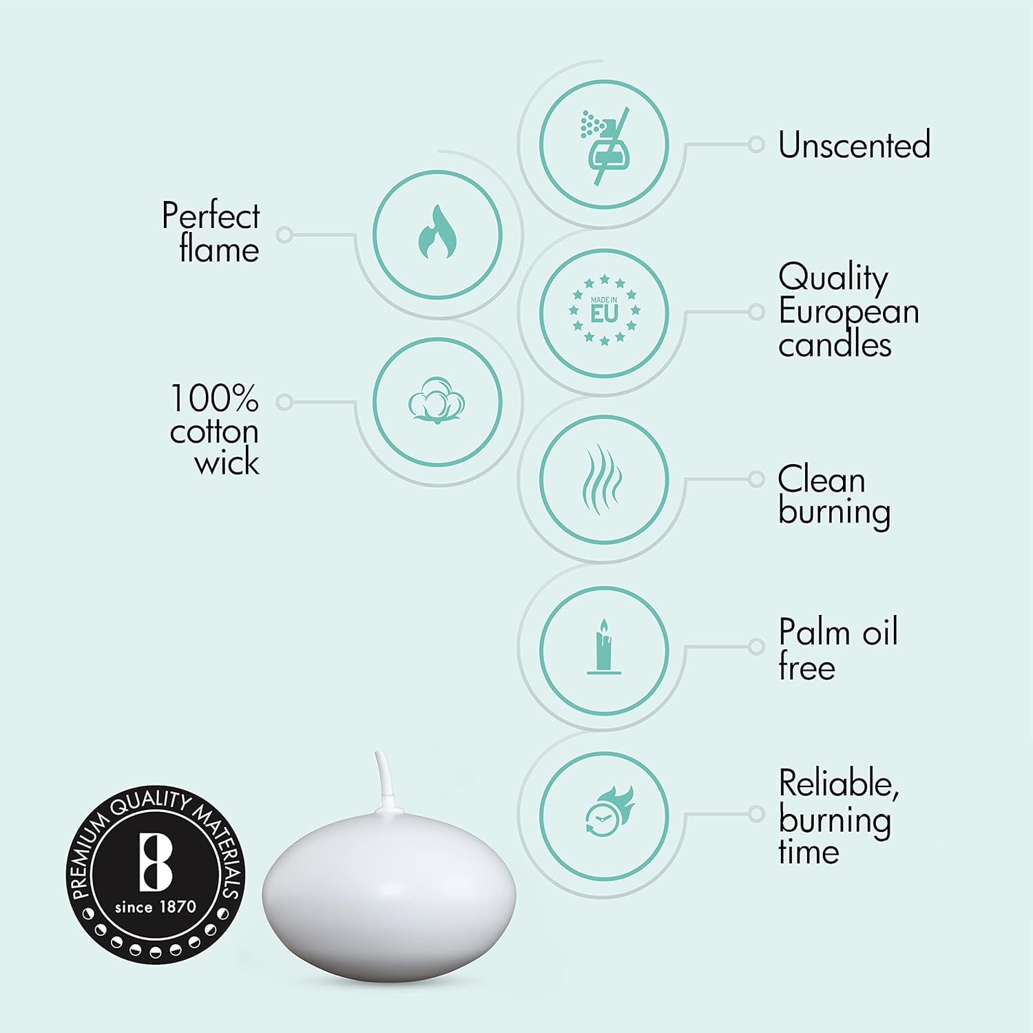 40 White Floating Candles - Elegant and Smooth Burning for Parties