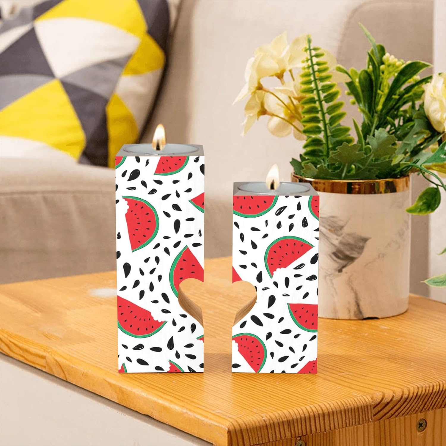 Delightful Watermelon Pattern Candle Holders