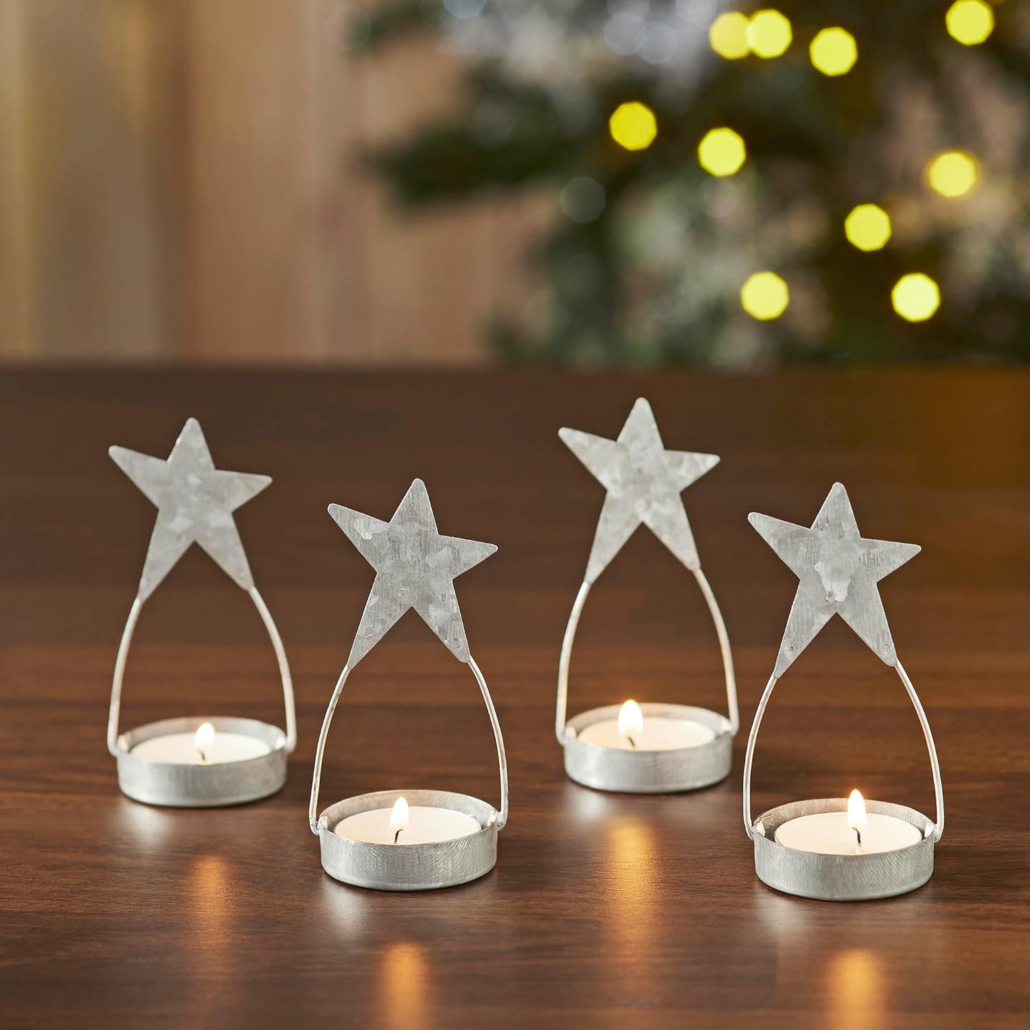 Star Tealight Holder Set Galvanized