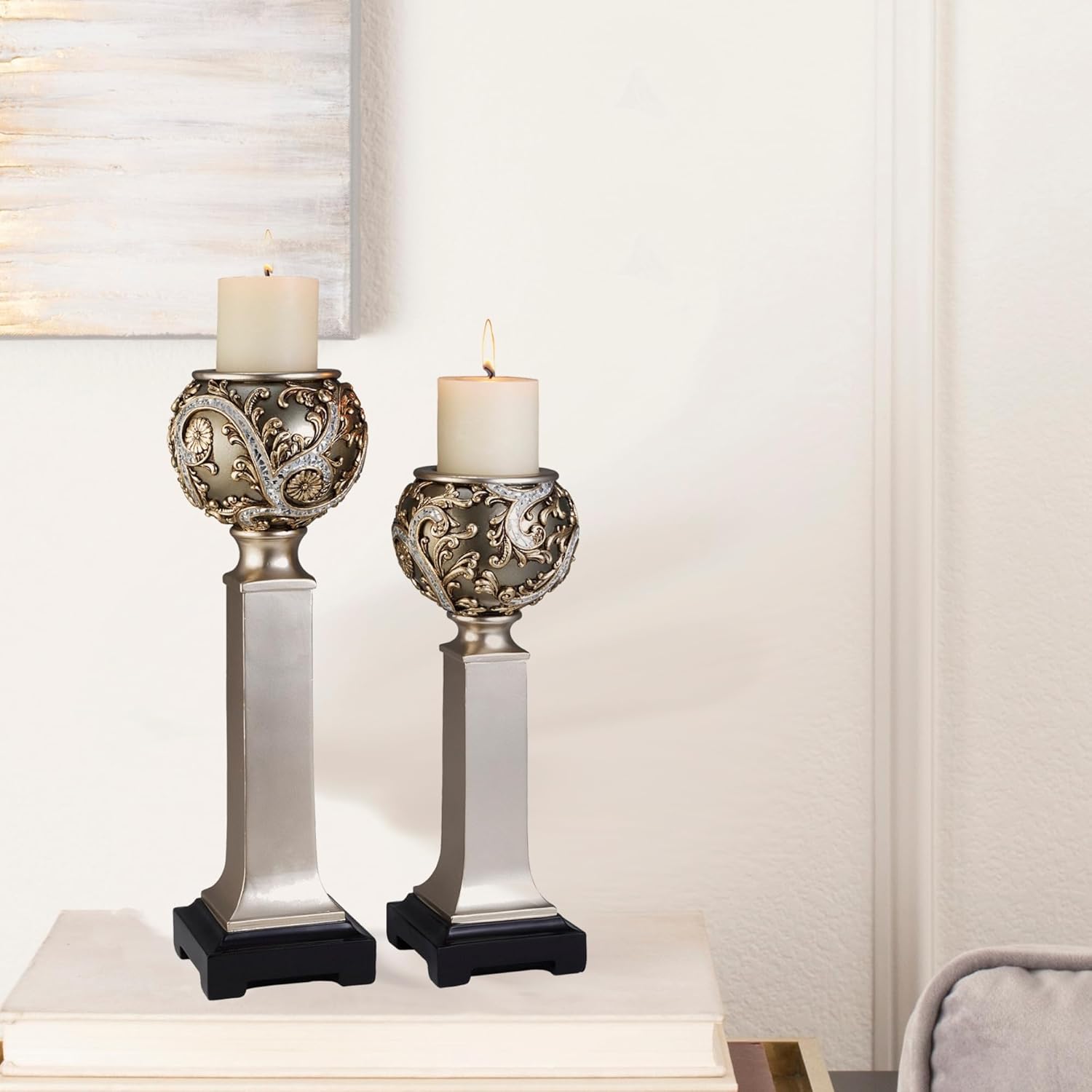 Romantic curled vine candleholder set