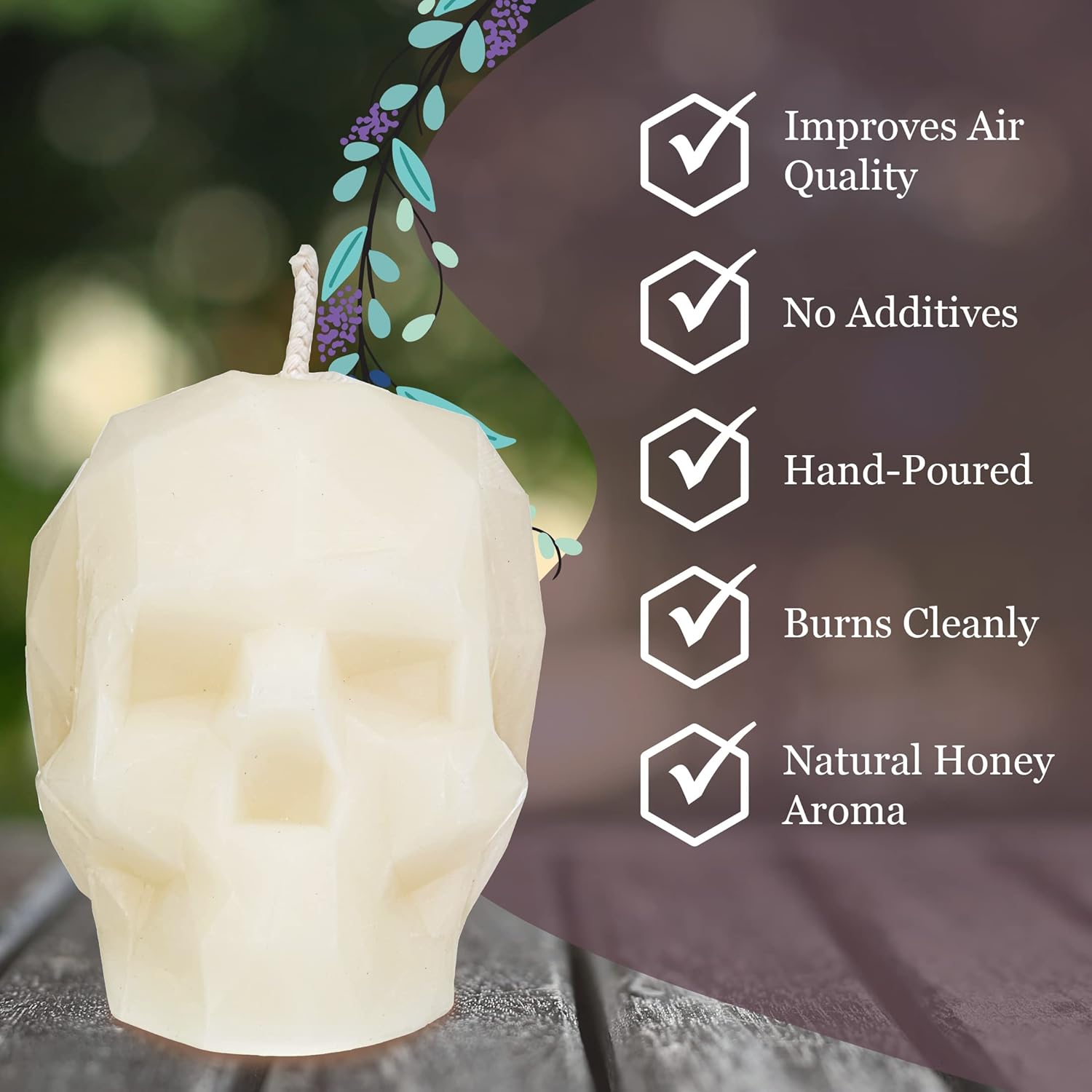 Large White Skull Bee Candle