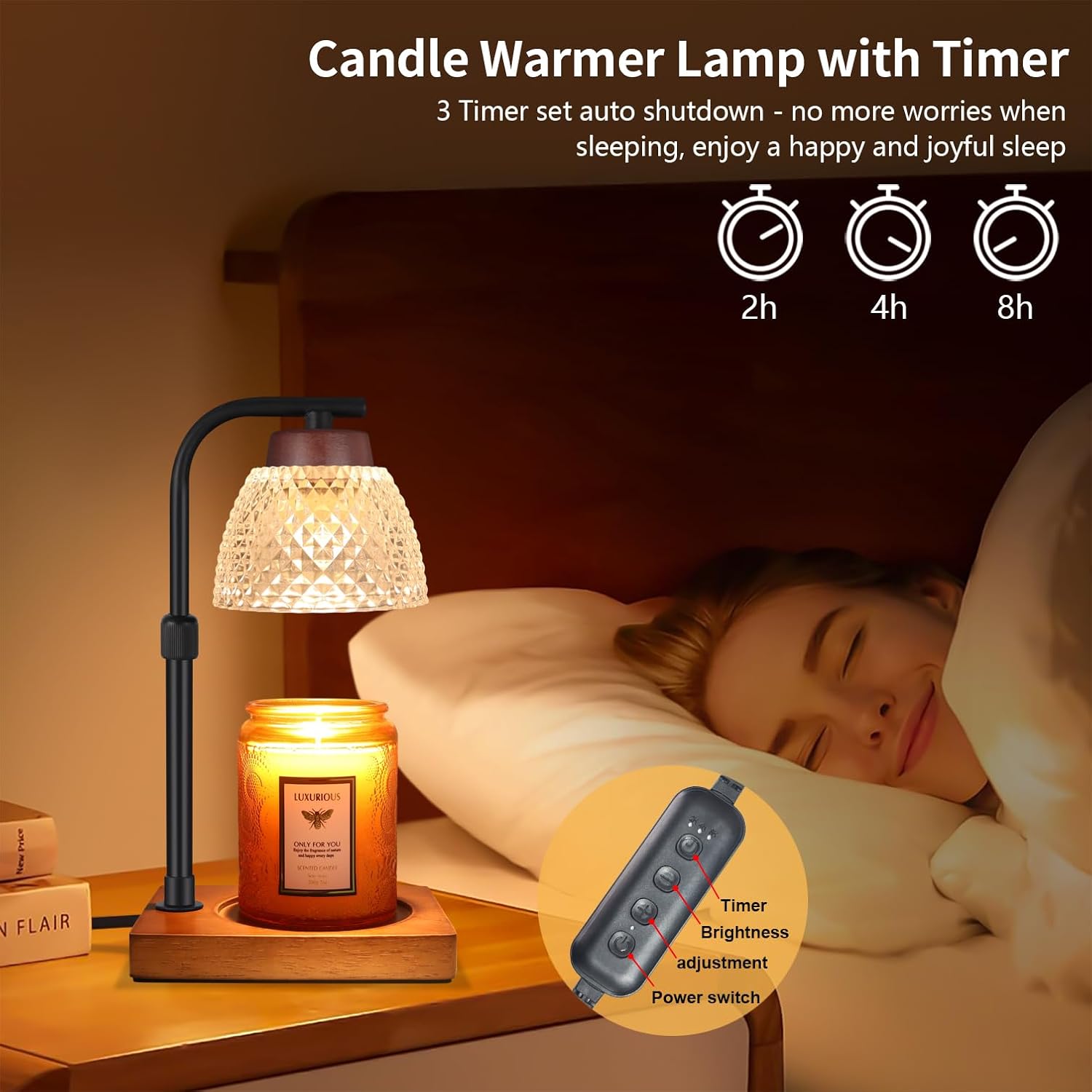 Dimmable Candle Warmer Lamp with Timer Electric Wax Melt Warmer Diamond White