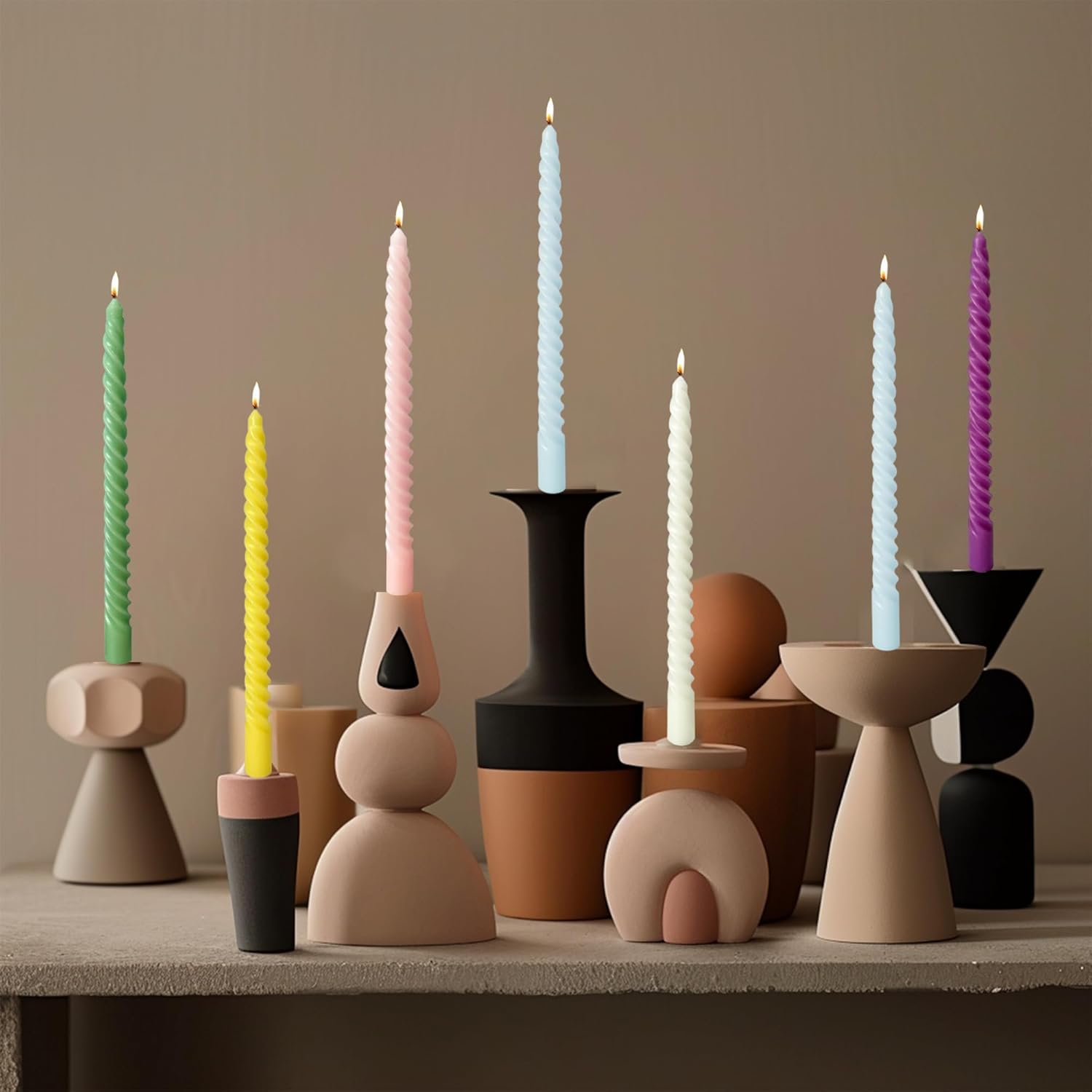 Religious Taper Candles Pastel 12-Skewer Pack