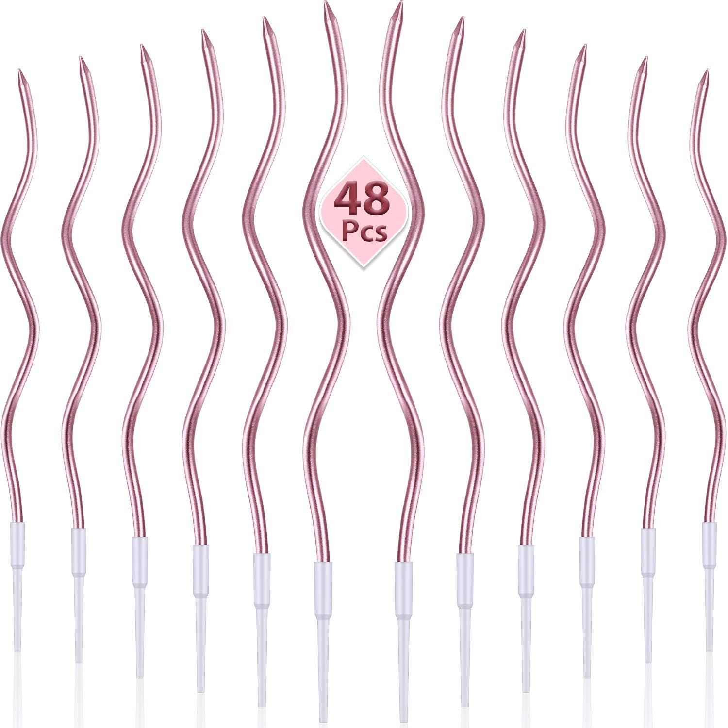 48 Twisty Metallic Rose Birthday Candles