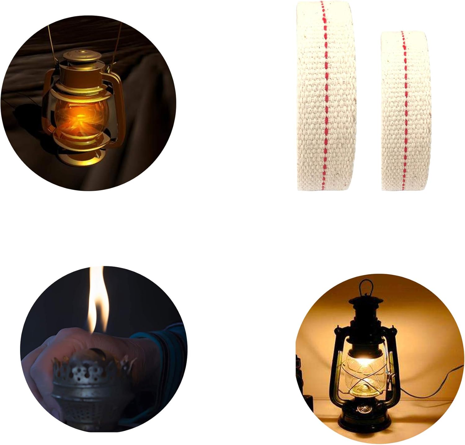 4 Roll Oil Lamp Wick Replacement with 4 Sizes