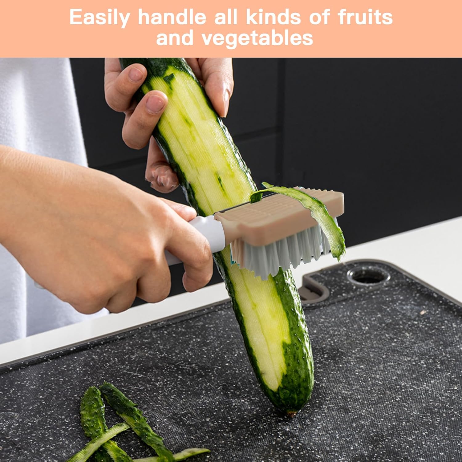 2 in 1 Vegetable Brush and Julienne Peeler
