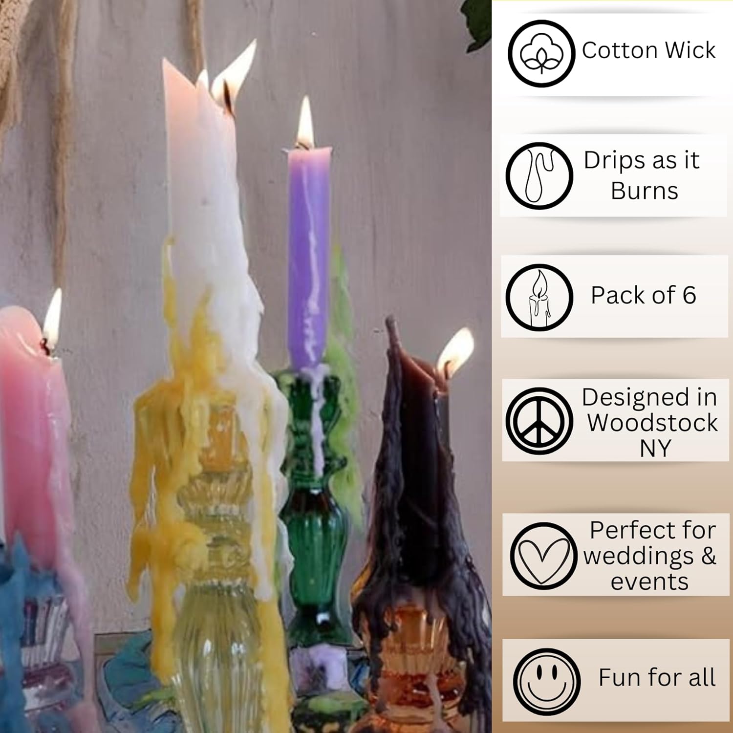 Candlestock White Wine Bottle Drip Candles Pack of 6