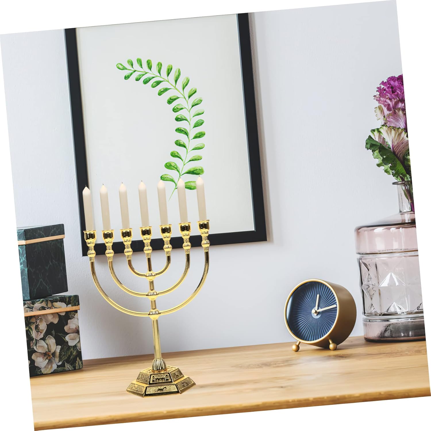 7-Piece Israeli Metal Candlestick Set for Home or Church