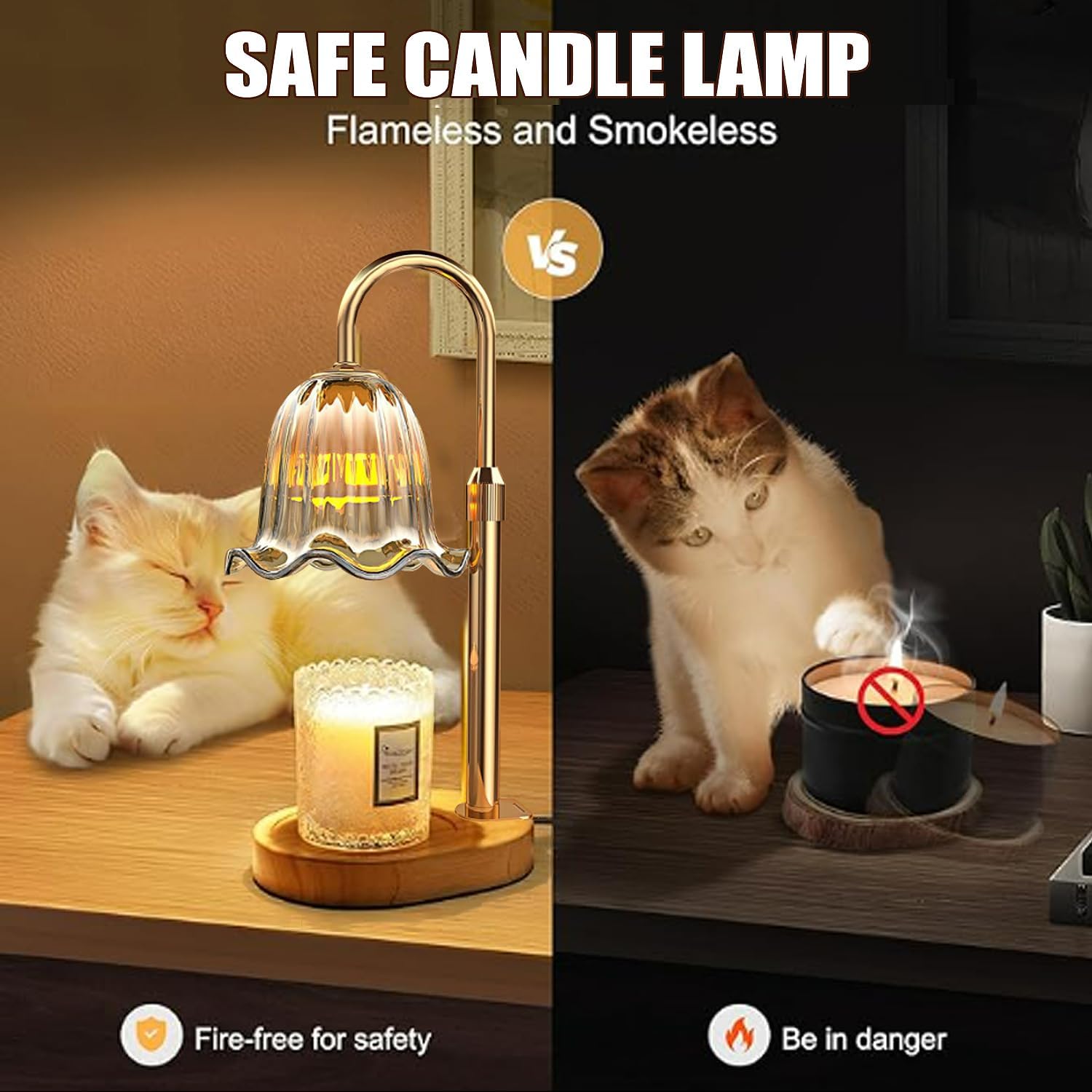 Adjustable Candle Warmer Lamp - dimmer control flameless safe elegant and practical