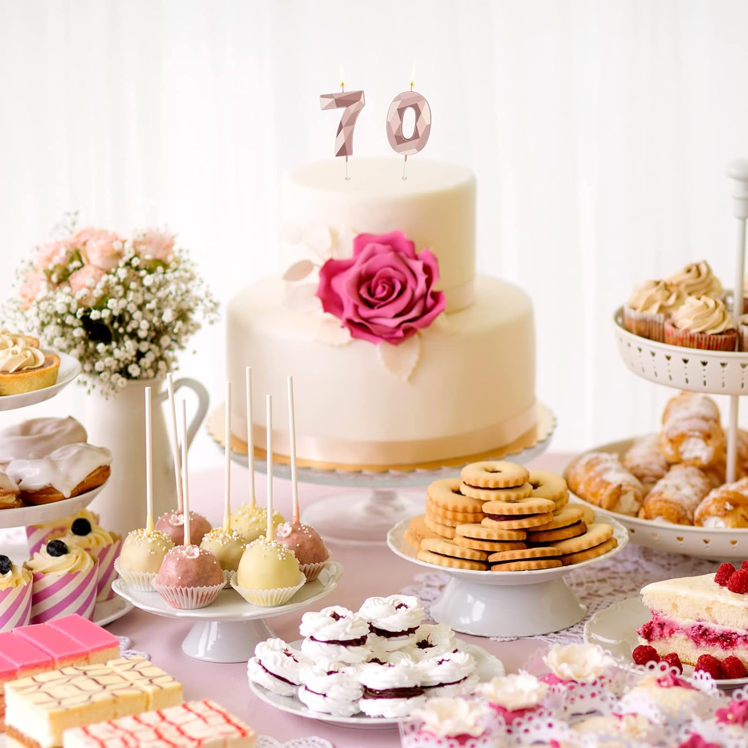 Nuanchu Elegant 70th Birthday Candles Perfect for Parties Weddings