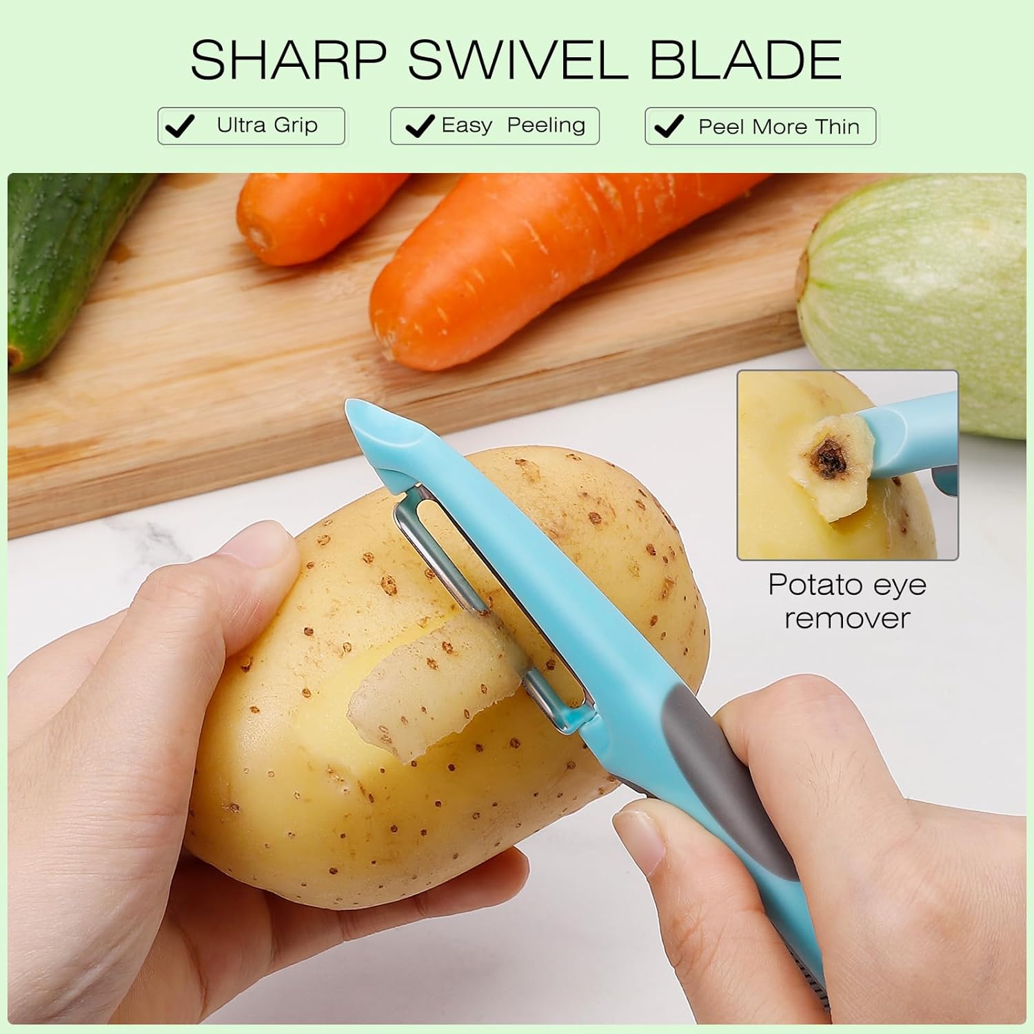 Upgrade Stainless Steel Potato Peeler - 6PCS Kitchen Tool with Easy Peeling Ergonomic Design