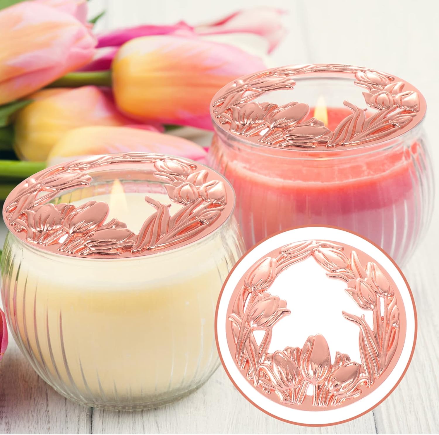 VOSAREA Rose Gold Metal Candle Shade