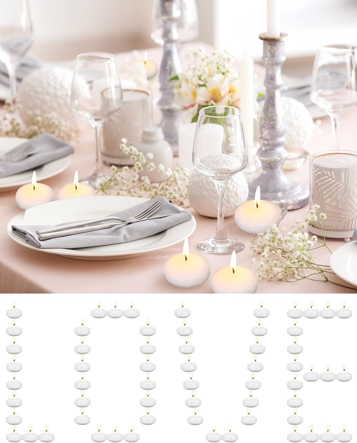 Low-needle floating tealight candles - 100 pieces 165 inch elegant unscented