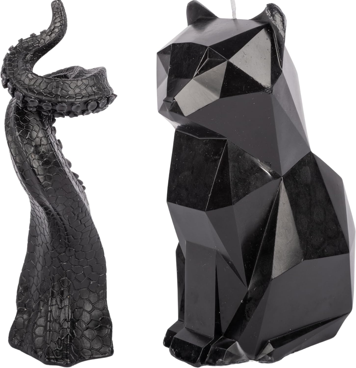 Black Gothic Candle Set - Octopus Cat with Hidden Skeleton