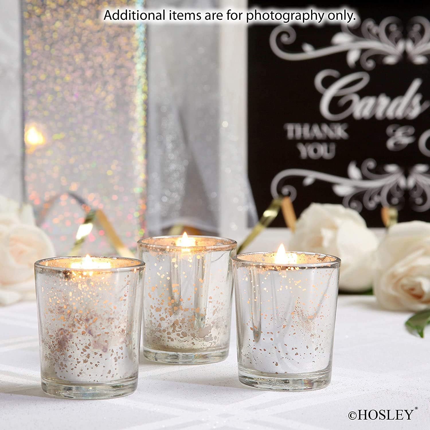 Hosley Premium Scented Glass-Filled Votive Candles 6-Pack Rose