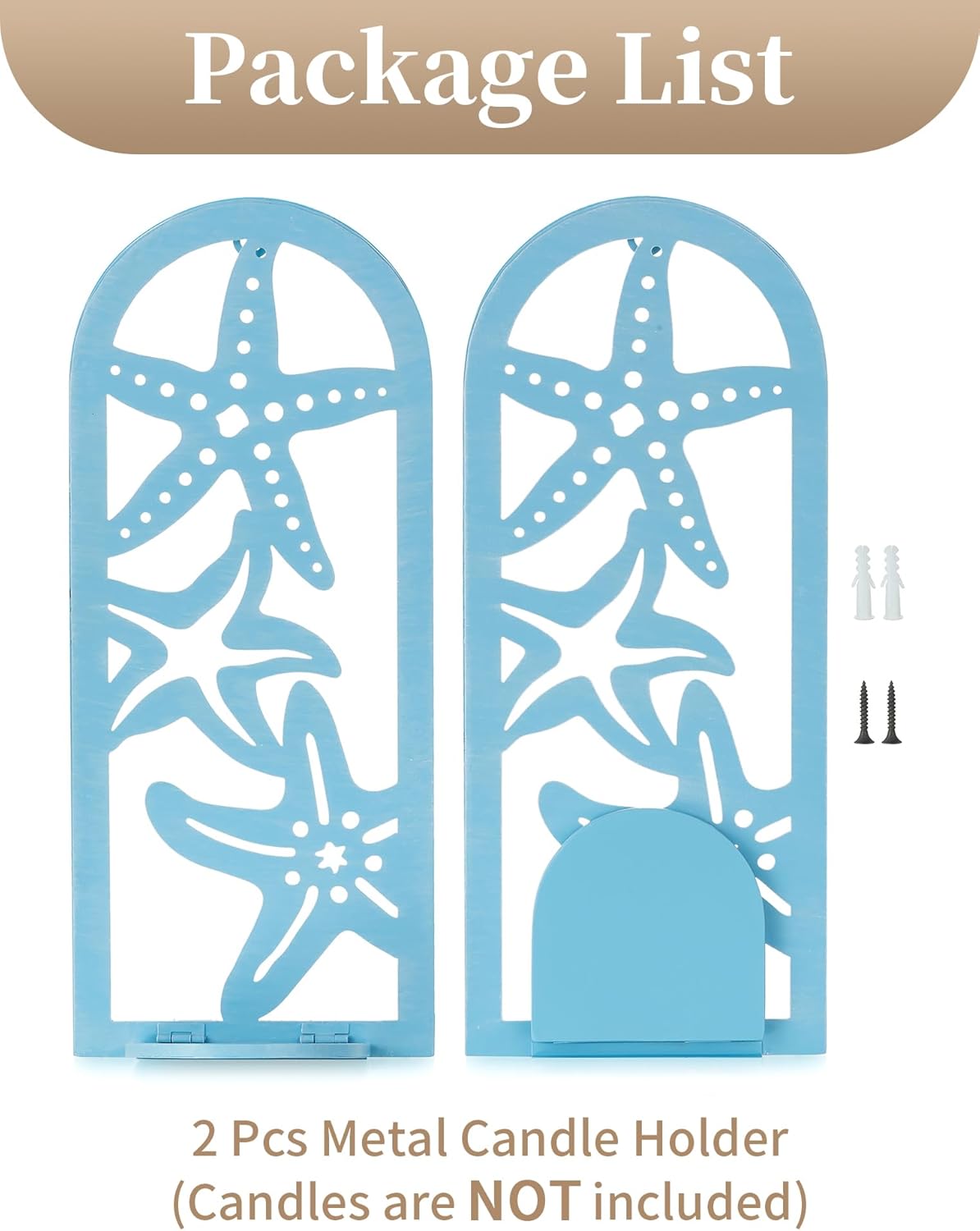 Coastal Starfish Candle Holders Set of Two