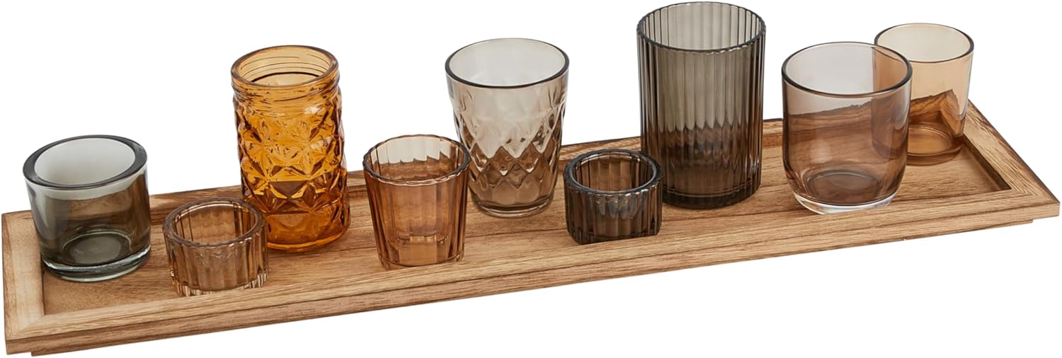 Elegant Brown Glass Votive Set