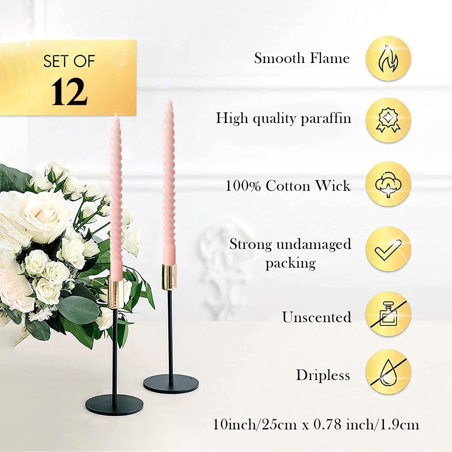 Religious Taper Candles Pastel 12-Skewer Pack