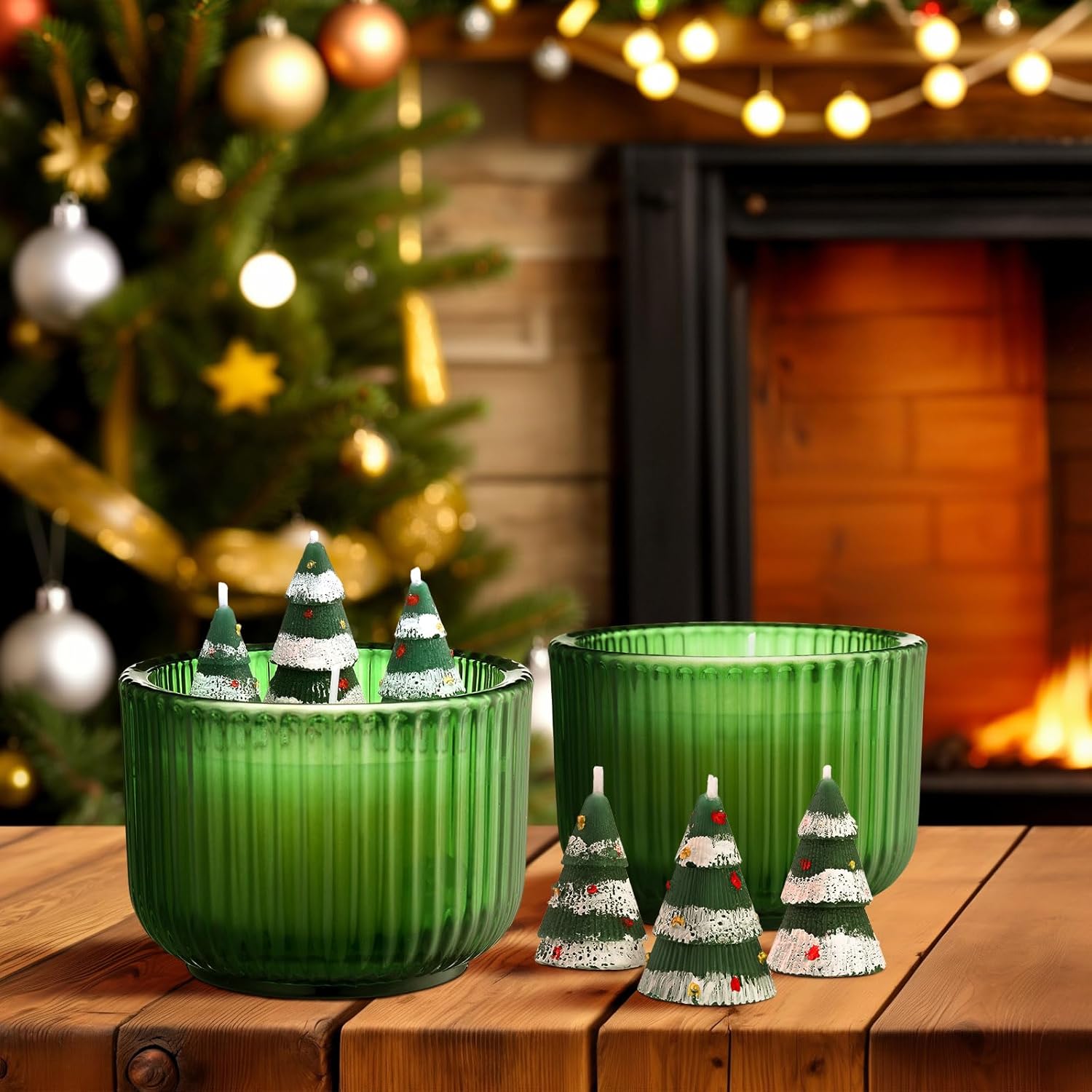 2 Pack Christmas Aspen Scented Candles Dark Green Classic