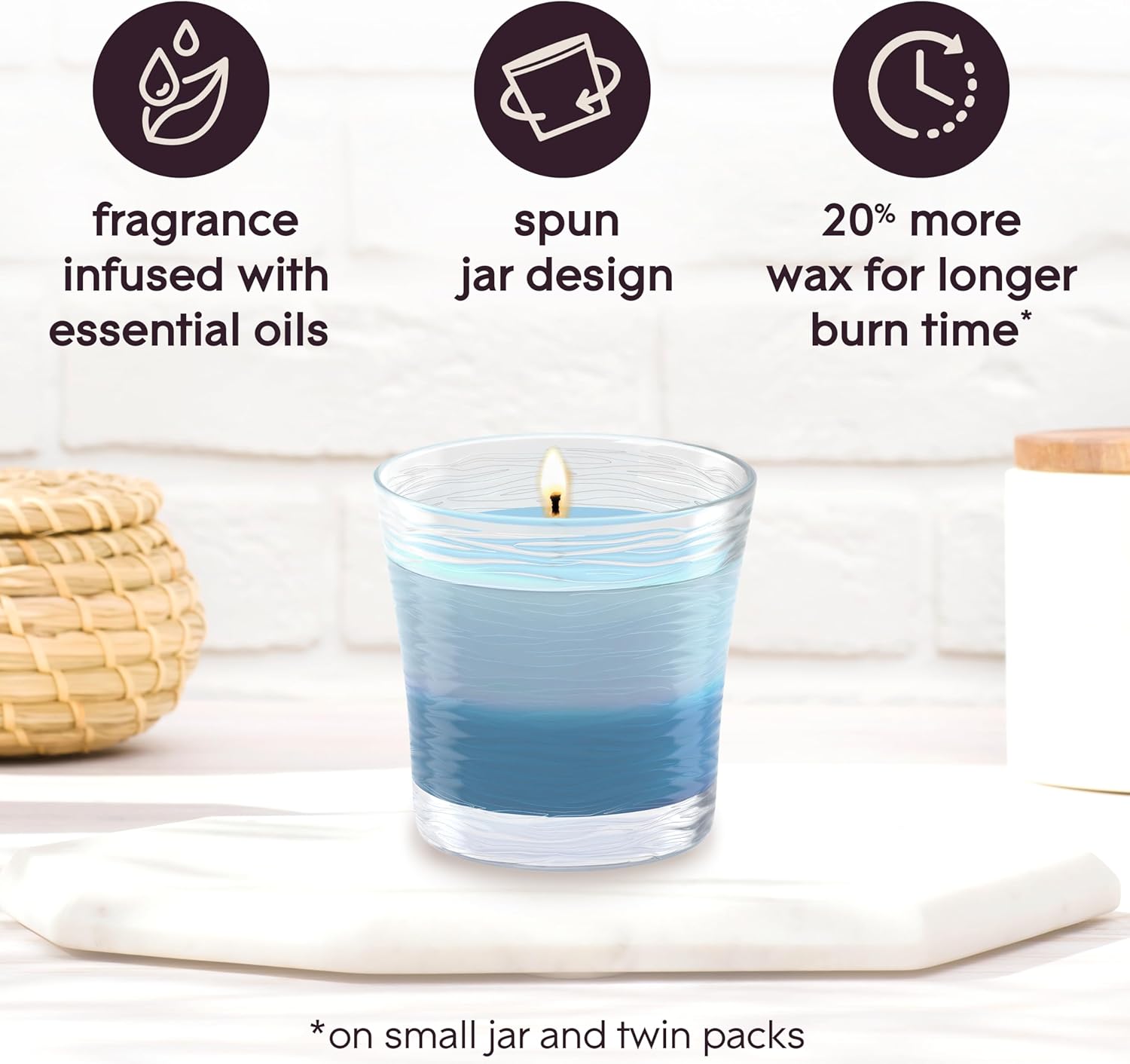 Glade 2-in-1 Candle Jar Moonlit Walk Wandering Stream Scent 408oz x2