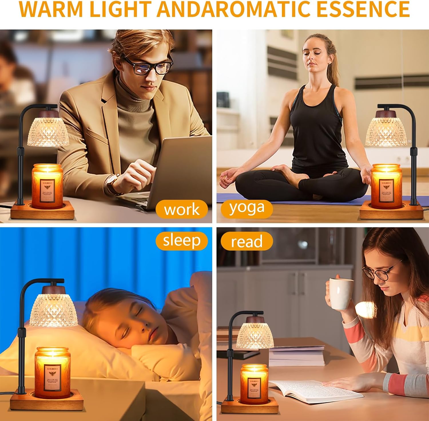 Dimmable Candle Warmer Lamp with Timer Electric Wax Melt Warmer Diamond White