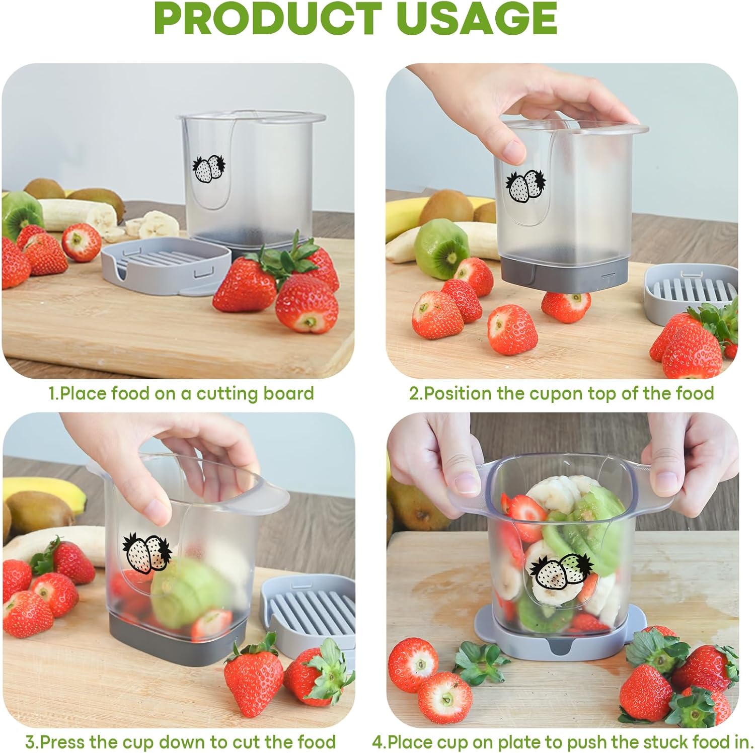 Fruit Slicer with Brush Kitchen Gadget for Fruits Vegetables