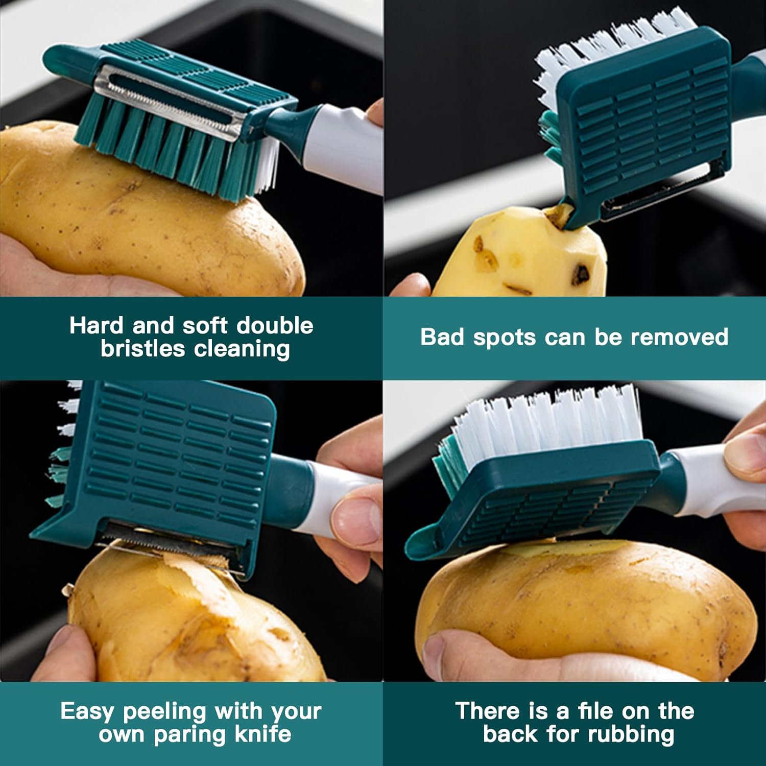 Dual-Function Vegetable Brush Julienne Peeler