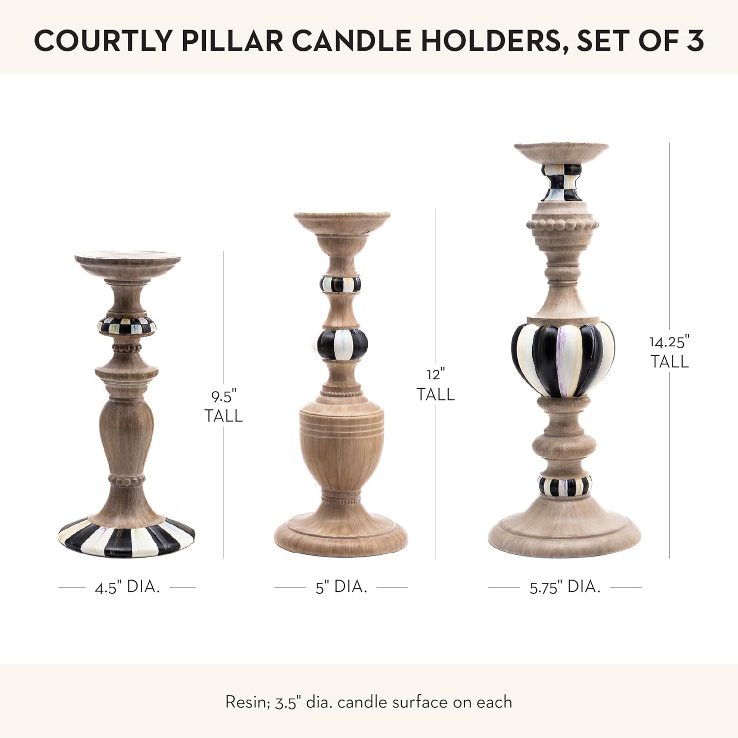 Elegant Black White Candle Holder Set