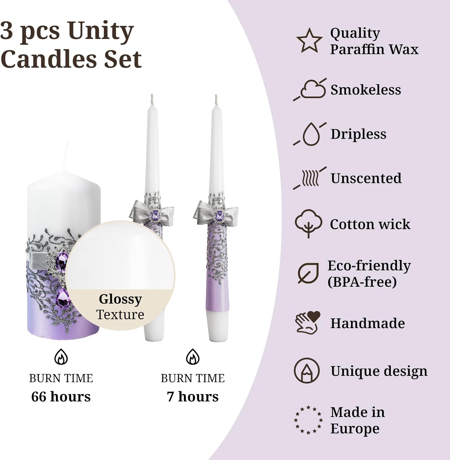 VABA Purple Unity Candles