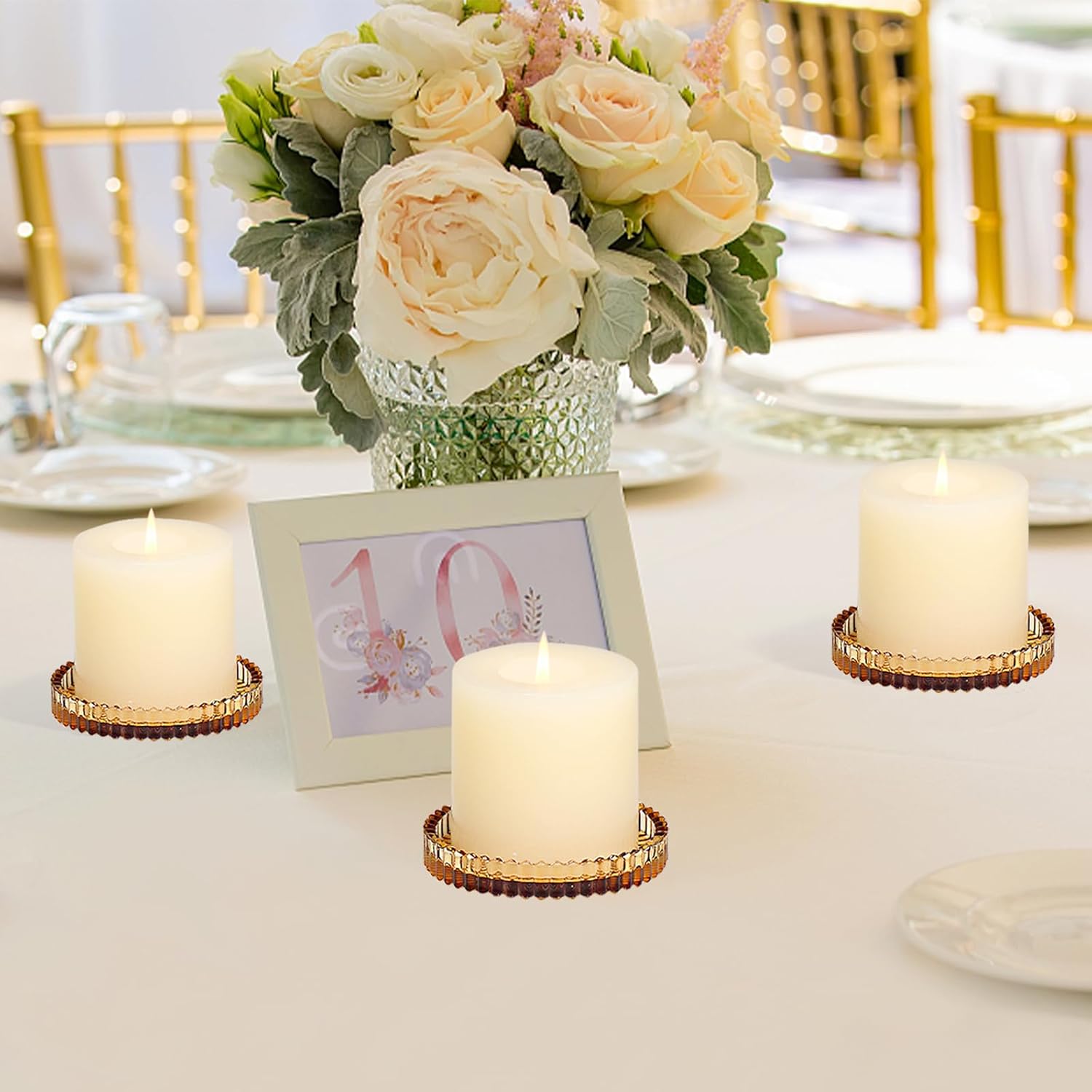 Vixdonos 8-Piece Glass Candle Holder Set