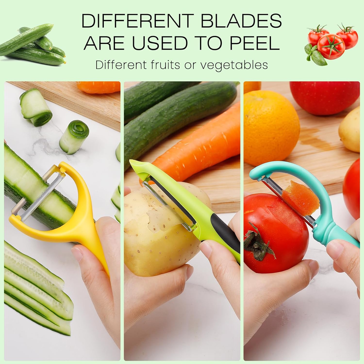 Upgrade Stainless Steel Potato Peeler - 6PCS Kitchen Tool with Easy Peeling Ergonomic Design