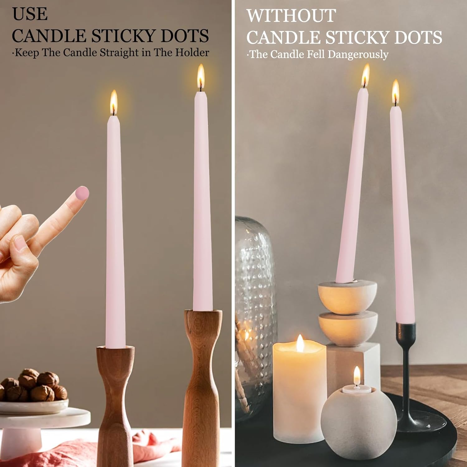 Stable Candle Adhesive Dots for Tapers