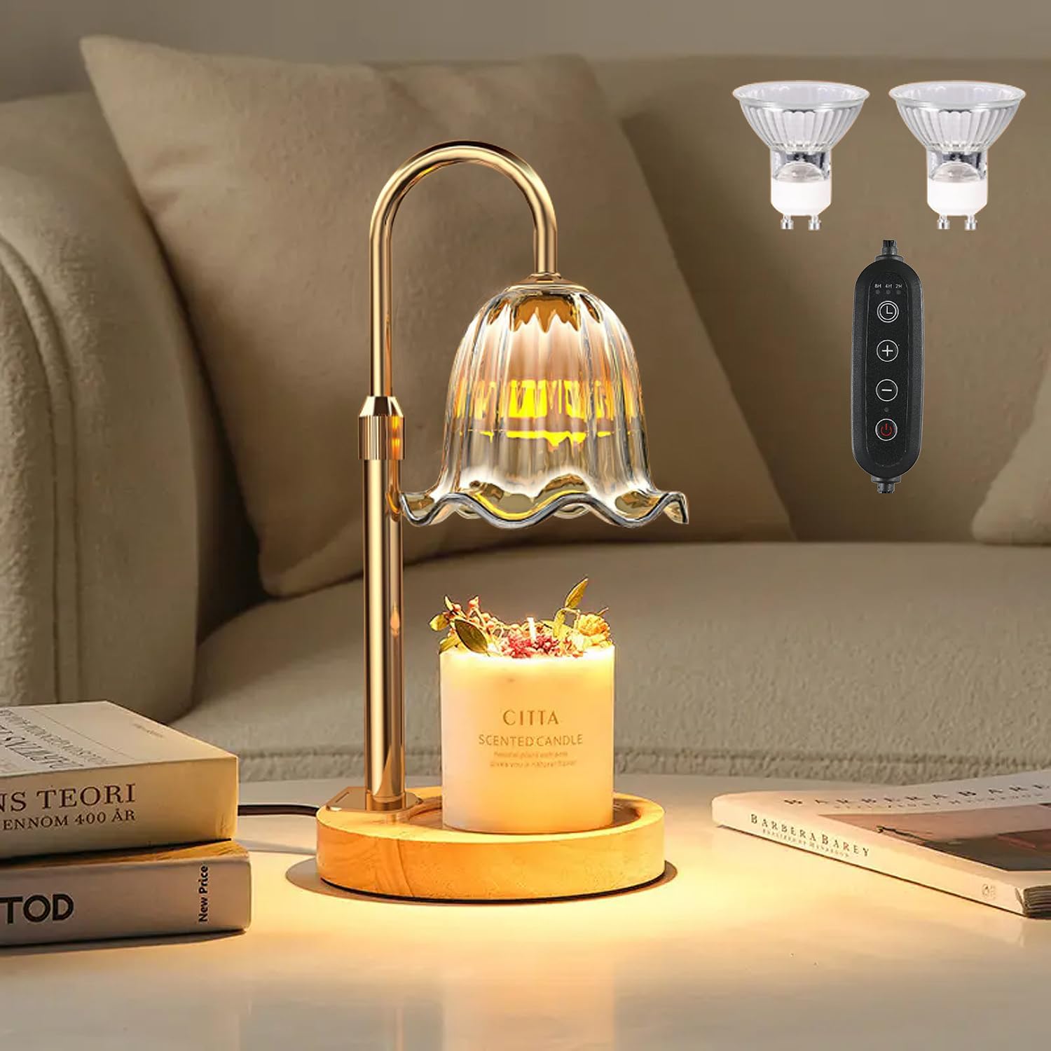 Adjustable Candle Warmer Lamp - dimmer control flameless safe elegant and practical