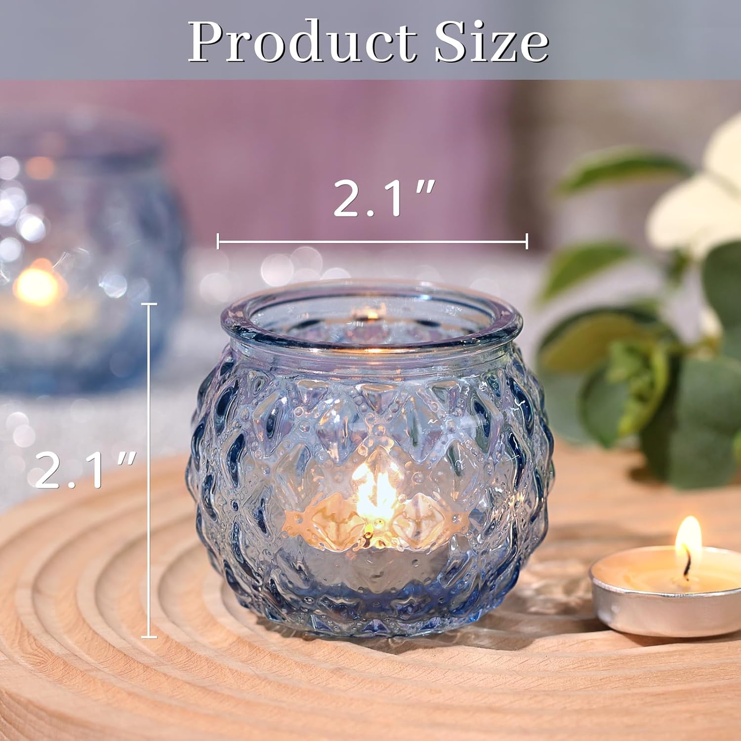 Stunning Blue Diamond Textured Votive Candle Holder Set of 24