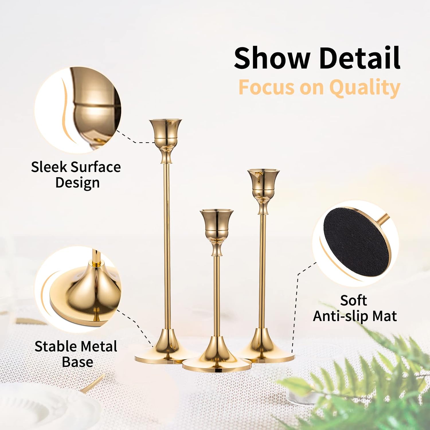 Brass Gold Candleholders Set - Taper Candle Stands