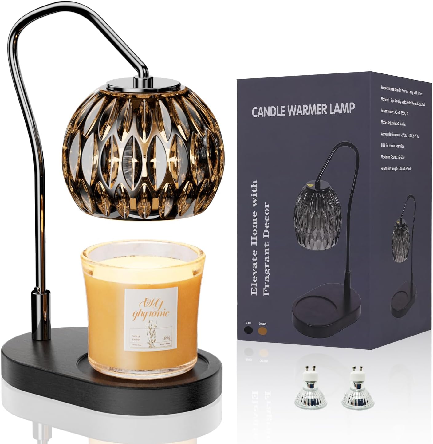 Candle Warmer Lamp Timer Dimmer Black Decor